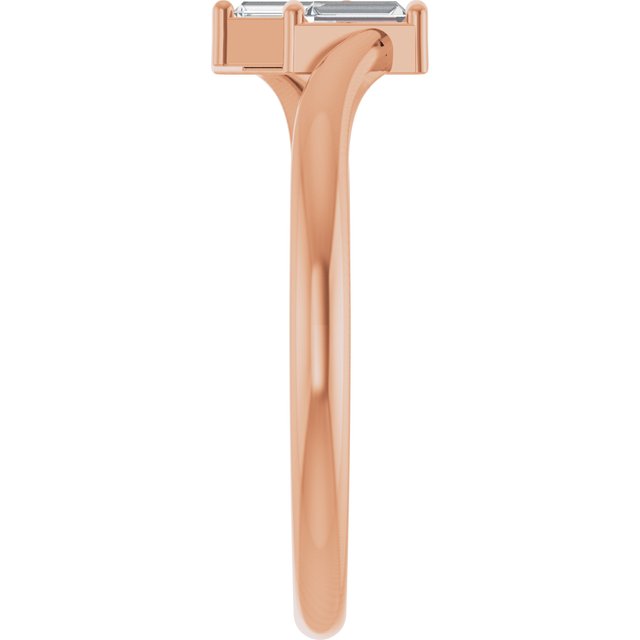 14K Rose 1/8 CTW Natural Diamond Two Stone Ring