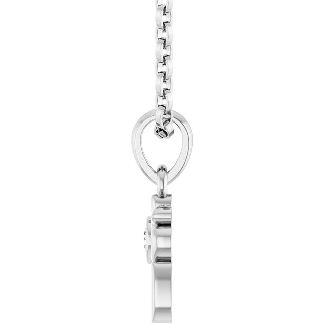 Sterling Silver .03 CT Natural Diamond Dog Mom 18" Necklace