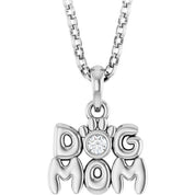 Sterling Silver .03 CT Natural Diamond Dog Mom 18" Necklace