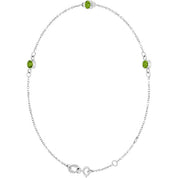 14K White Natural Peridot Bezel-Set Three-Stone 6 1/2-7 1/2" Bracelet