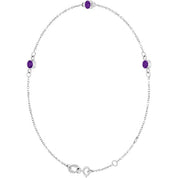 14K White Natural Amethyst Bezel-Set Three-Stone 6 1/2-7 1/2" Bracelet