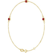 14K Yellow Natural Ruby Bezel-Set Three-Stone 6 1/2-7 1/2" Bracelet