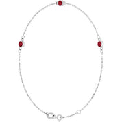 14K White Natural Ruby Bezel-Set Three-Stone 6 1/2-7 1/2" Bracelet