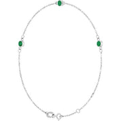 14K White Natural Emerald Bezel-Set Three-Stone 6 1/2-7 1/2" Bracelet
