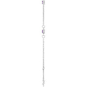 14K White Natural Amethyst Bezel-Set Three-Stone 6 1/2-7 1/2" Bracelet