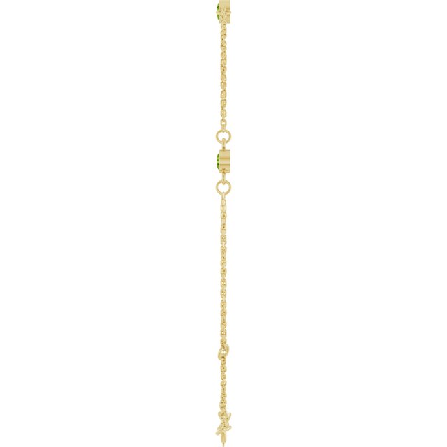 14K Yellow Natural Peridot Bezel-Set Three-Stone 6 1/2-7 1/2" Bracelet