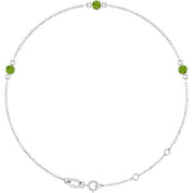 14K White Natural Peridot Bezel-Set Three-Stone 6 1/2-7 1/2" Bracelet