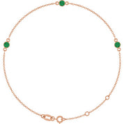 14K Rose Lab-Grown Emerald Bezel-Set Three-Stone 6 1/2-7 1/2" Bracelet