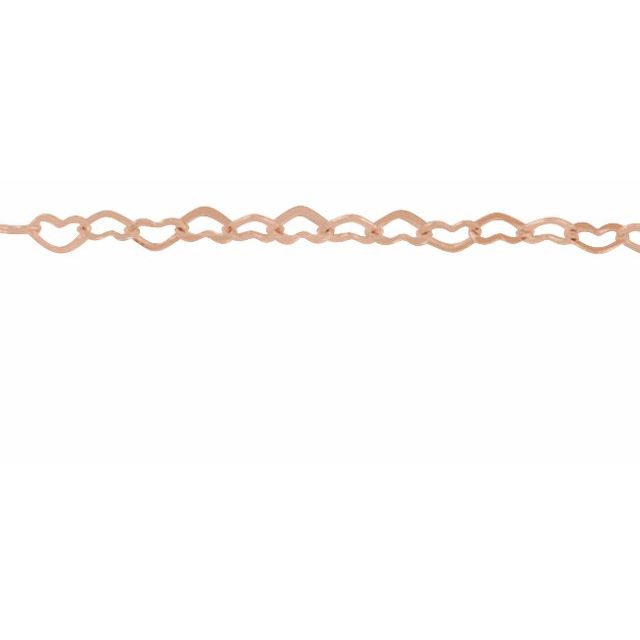 14K Rose 1.9 mm Heart Chain by the Inch
