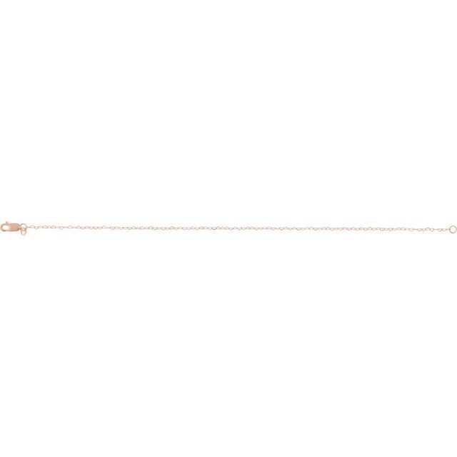 14K Rose .8 mm Heart 7" Chain