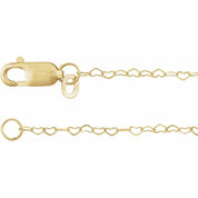 14K Yellow .8 mm Heart 7" Chain