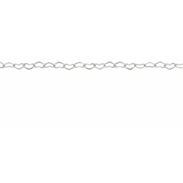 14K White .8 mm Heart Chain by the Inch