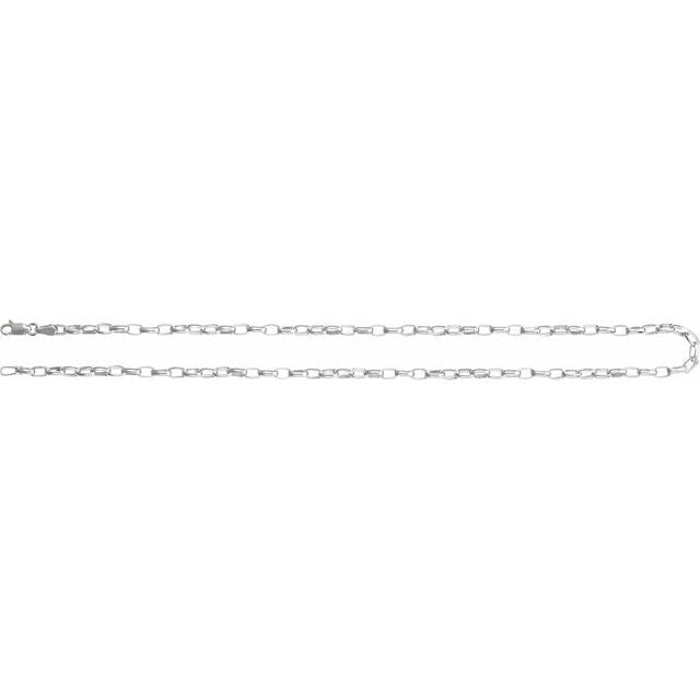 Sterling Silver 3.9 mm Puffed Oval Cable 18" Chain