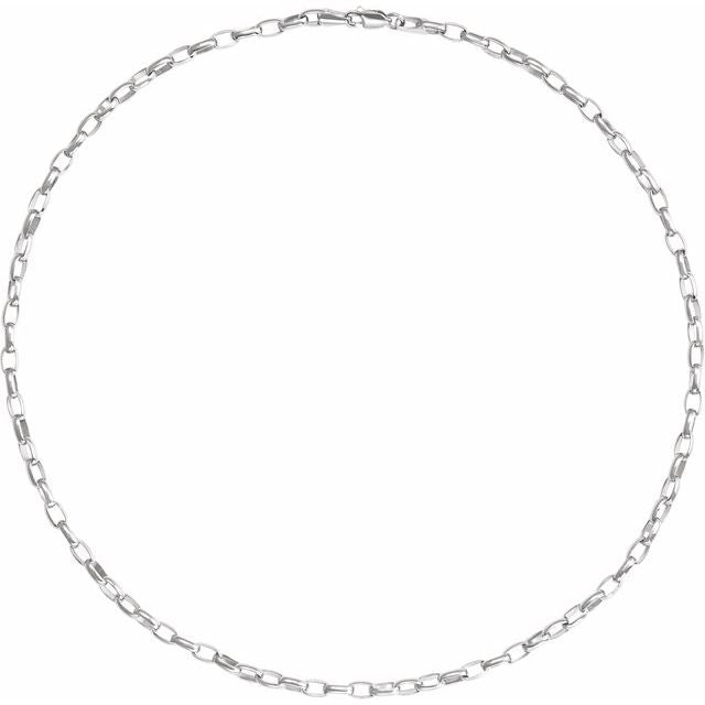 Sterling Silver 3.9 mm Puffed Oval Cable 18" Chain