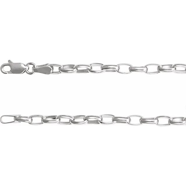 Sterling Silver 3.9 mm Puffed Oval Cable 18" Chain