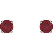 Sterling Silver 4 mm Lab-Grown Ruby Stud Earrings