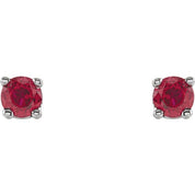 14K White 2.5 mm Natural Ruby Stud Earrings