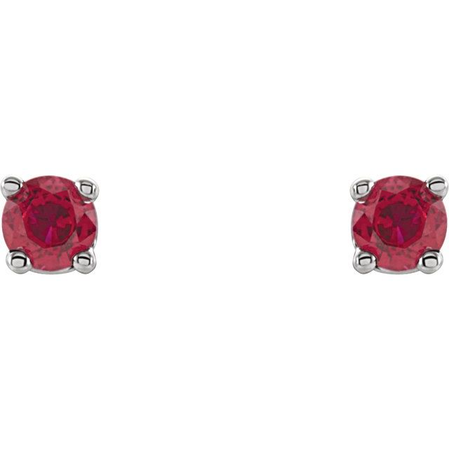 14K White 2.5 mm Natural Ruby Stud Earrings