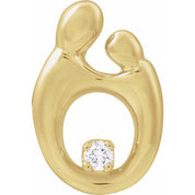 14K Yellow .03 CT Natural Diamond Mother and Child? Slide Pendant