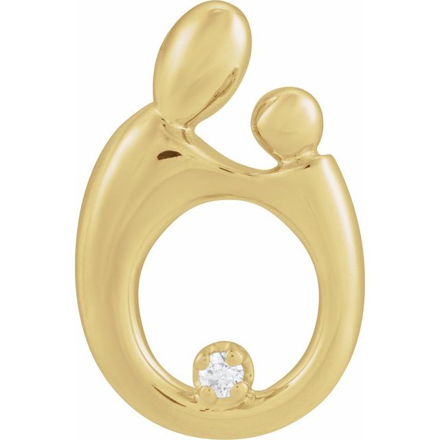 14K Yellow .05 CT Natural Diamond Mother and Child? Slide Pendant
