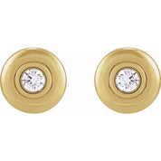 14K Yellow 1/2 CTW Natural Diamond Puffed Stud Earrings