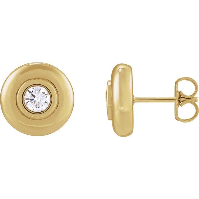 14K Yellow 1/5 CTW Natural Diamond Puffed Stud Earrings