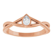 14K Rose 1/6 CT Natural Diamond Solitaire Ring