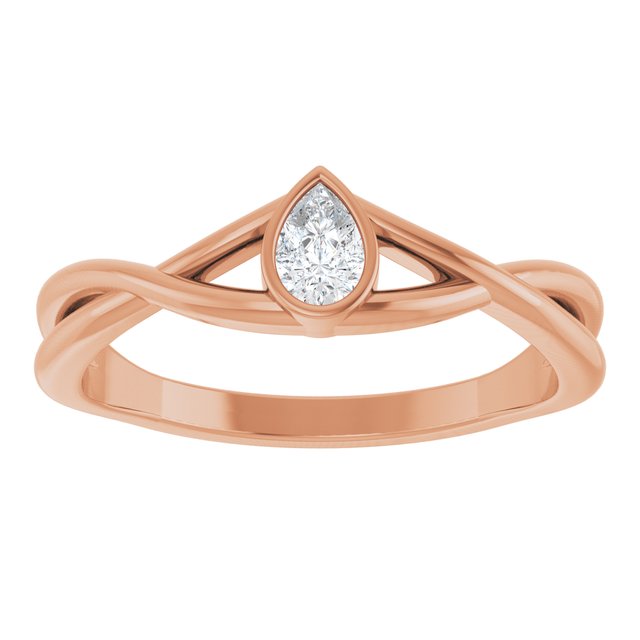 14K Rose 1/6 CT Natural Diamond Solitaire Ring