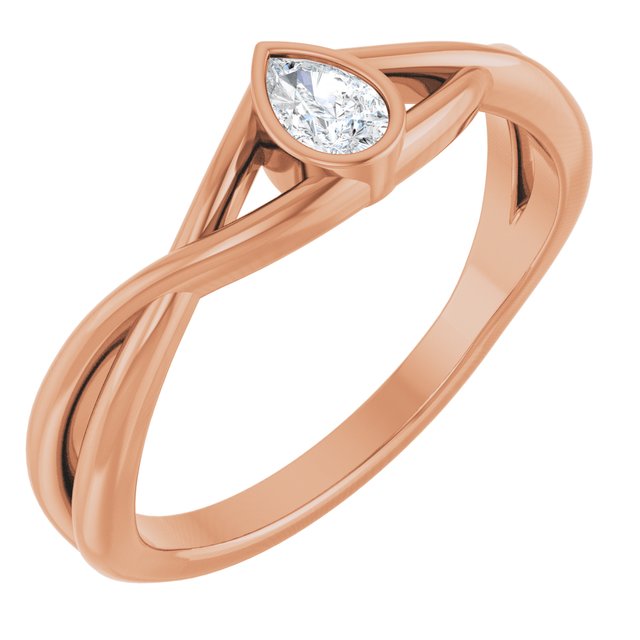 14K Rose 1/6 CT Natural Diamond Solitaire Ring