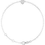 Sterling Silver 1/5 CT Natural Diamond Heart 6 1/2-7 1/2" Bracelet