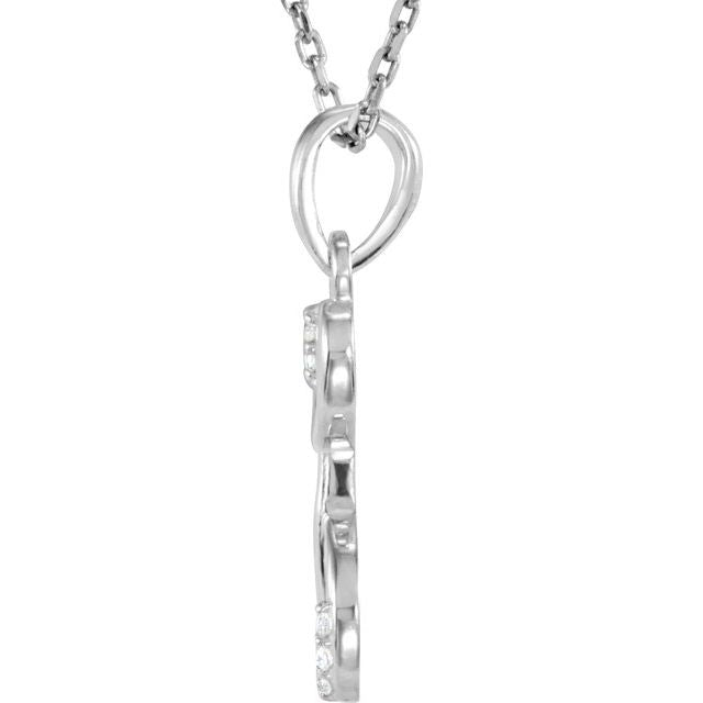 Sterling Silver .025 CTW Natural Diamond Initial L 18" Necklace