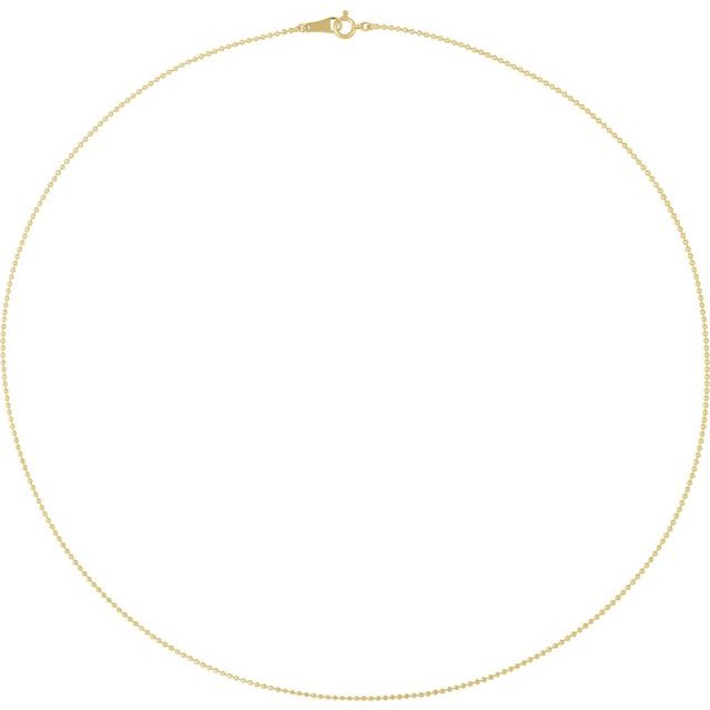 10K Yellow Gold 1.2 mm Diamond-Cut Bead Chain Necklace