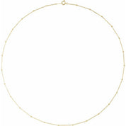 10K Yellow 1.7 mm Satellite Bead Cable Chain Necklace