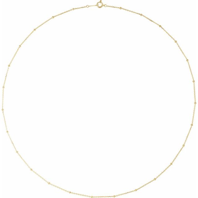 10K Yellow 1.7 mm Satellite Bead Cable Chain Necklace