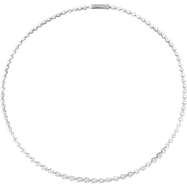 14K White 10 CTW Lab-Grown Diamond Line 16" Necklace