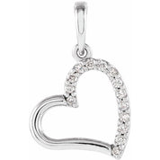 14K White .07 CTW Natural Diamond Heart Pendant