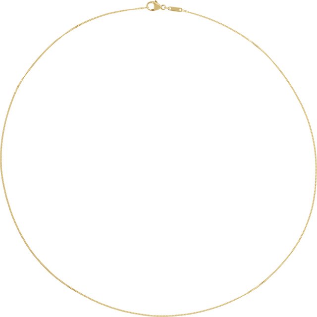 14K Yellow .8 mm Diamond-Cut Curb 18" Chain