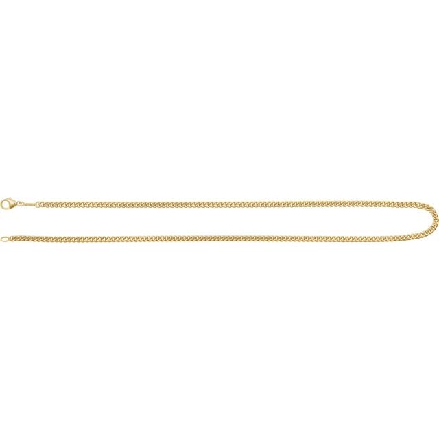 14K Yellow 3.4 mm Curb 24" Chain
