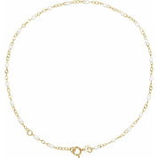 14K Yellow 2 mm Adjustable White Enamel Bead 9-10" Chain