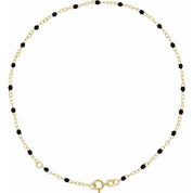 14K Yellow 2 mm Adjustable Black Enamel Bead 9-10" Chain