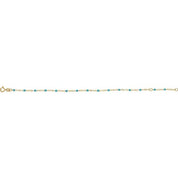 14K Yellow 2 mm Adjustable Turquoise Enamel Bead 6-7" Chain