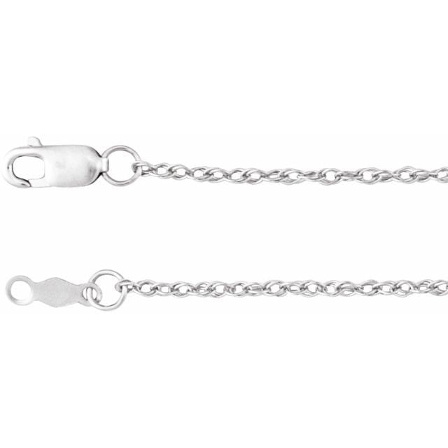 18K White 1.25 mm Rope 18" Chain