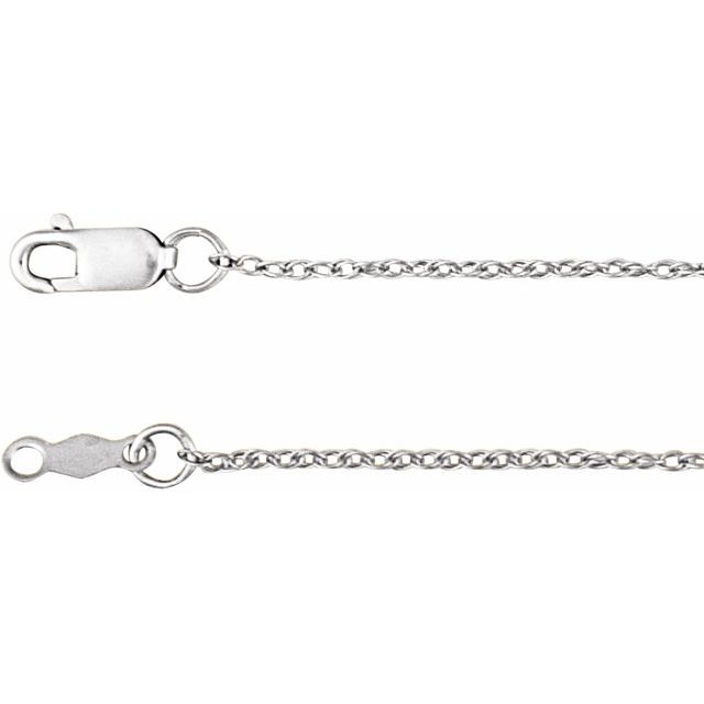14K White 1 mm Rope 24" Chain