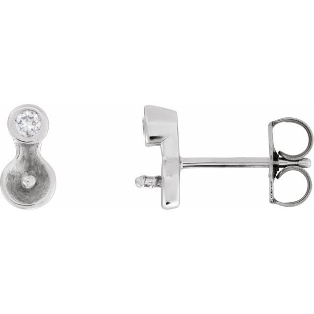 14K White Gold .06 CTW Natural Diamond Semi-Set Earrings for 5-5.5 mm Pearls