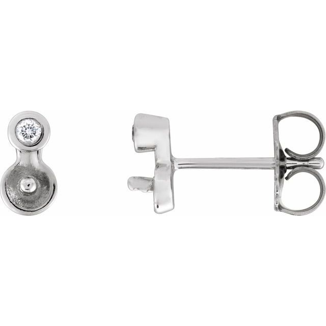 14K White Gold .03 CTW Natural Diamond Semi-Set Earrings for 4-4.5 mm Pearls