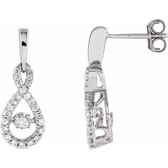 14K White 3/8 CTW Natural Mystara Diamonds? Infinity-Inspired Earrings
