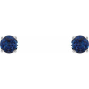 Sterling Silver 4 mm Lab-Grown Sapphire Stud Earrings
