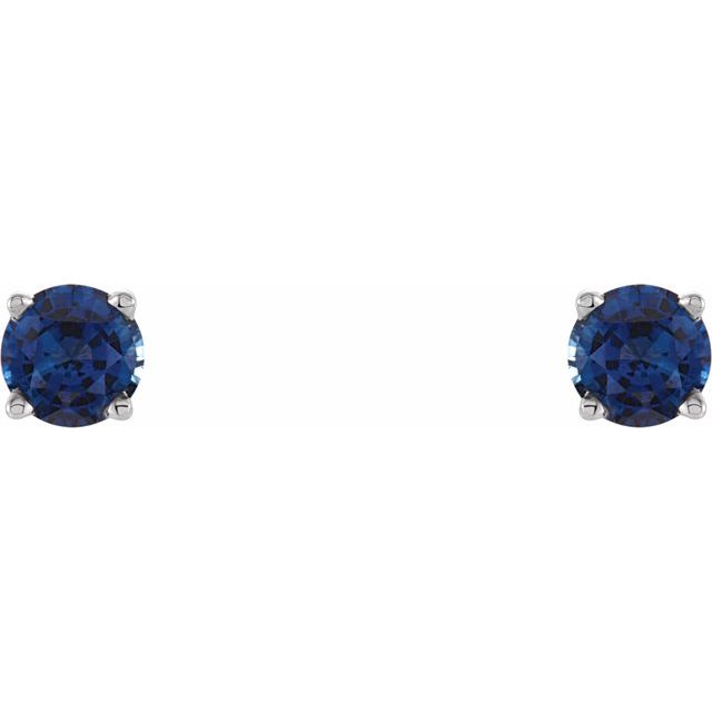 Sterling Silver 4 mm Lab-Grown Sapphire Stud Earrings