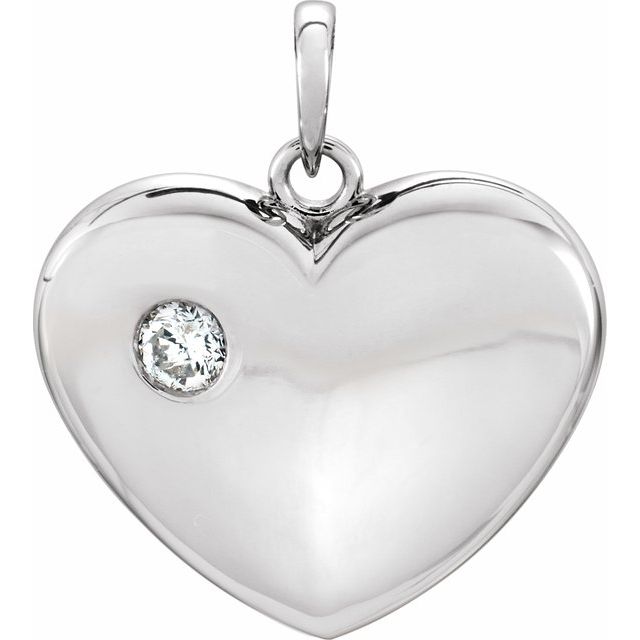 14K White 1/6 CT Natural Diamond Heart Pendant