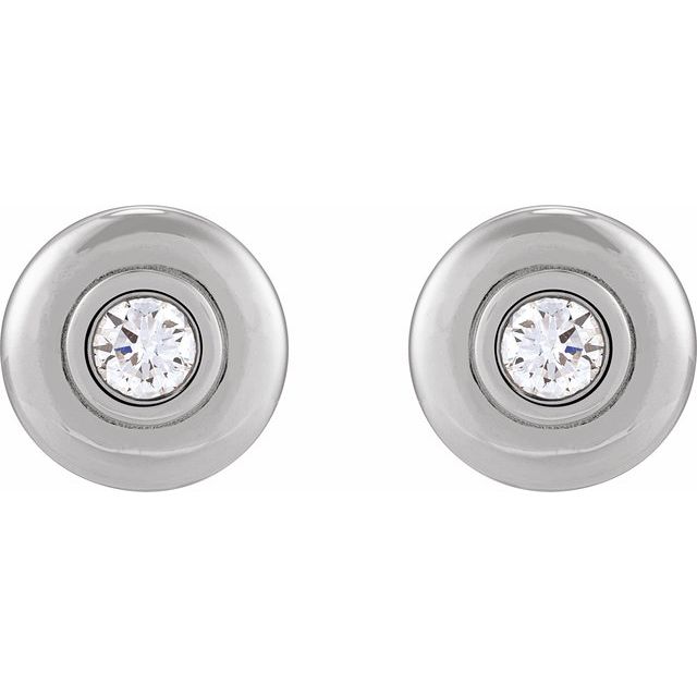 14K White 1/2 CTW Natural Diamond Puffed Stud Earrings